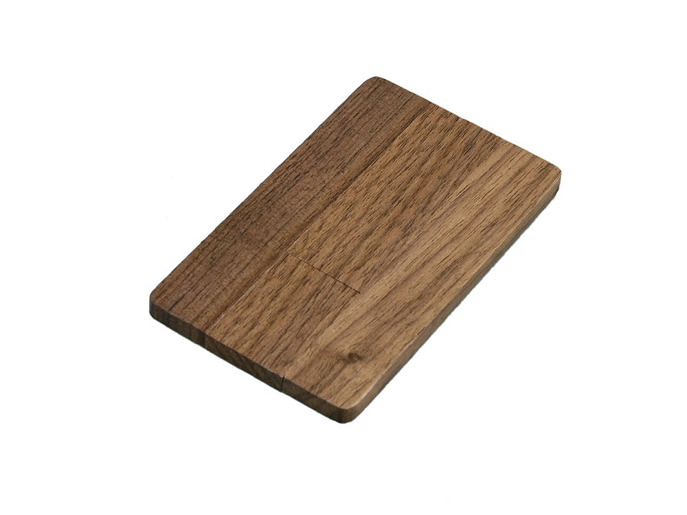Флешка в виде деревянной карточки с выдвижным механизмом, 32 Гб, коричневый - фото 1 - id-p112100726