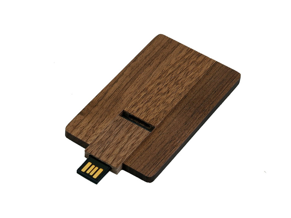 Флешка в виде деревянной карточки с выдвижным механизмом, 32 Гб, коричневый - фото 2 - id-p112100726
