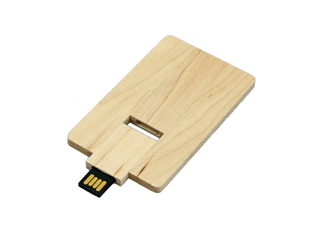 Флешка в виде деревянной карточки с выдвижным механизмом, 32 Гб, натуральный - фото 2 - id-p112100727