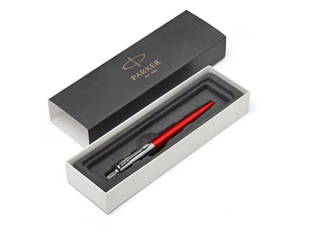 Шариковая ручка Parker Jotter Essential, Kensington Red CT, стержень: M, цвет чернил : blue или blac - фото 3 - id-p112100262