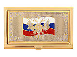 Набор Vip-персона: визитница с закладкой для книг с символикой РФ, золотистый, фото 2