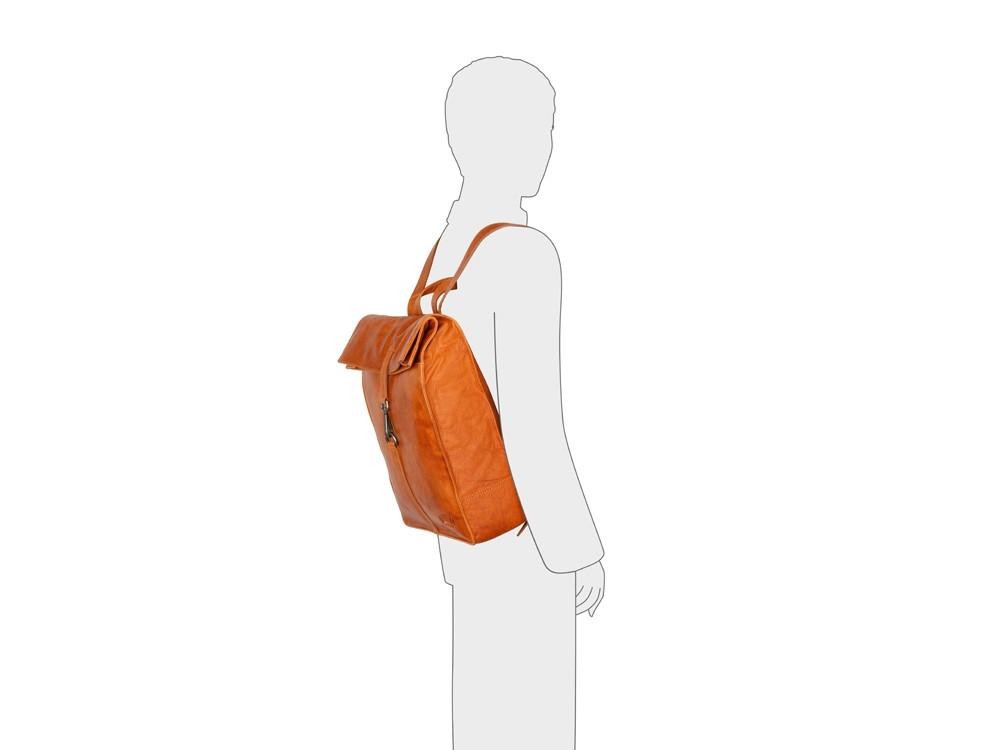 Рюкзак-сумка KLONDIKE DIGGER Mara, натуральная кожа цвета коньяк, 32,5 x 36,5 x 11 см - фото 7 - id-p112102849