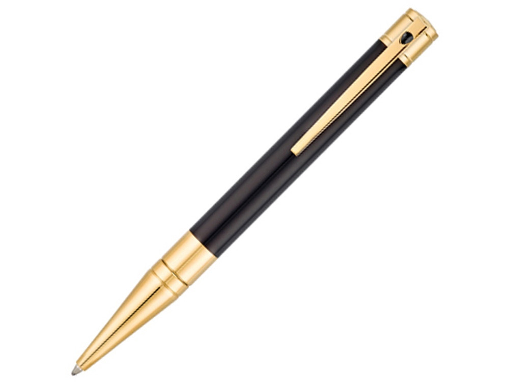 Ручка INITIAL (шариковая), отделка: позолота, черный современный лак, на клипе капля черн. цвета - фото 1 - id-p112100306