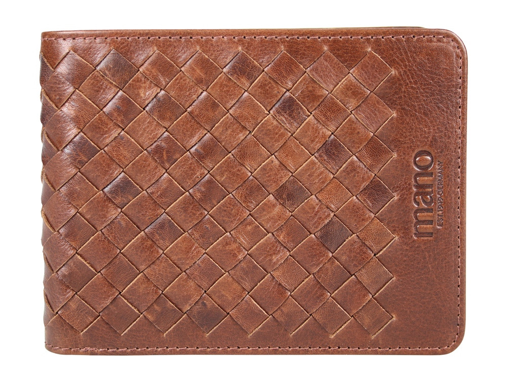 Бумажник Mano Don Luca, натуральная кожа в коньячном цвете, 12,5 х 9,7 см - фото 1 - id-p112103266