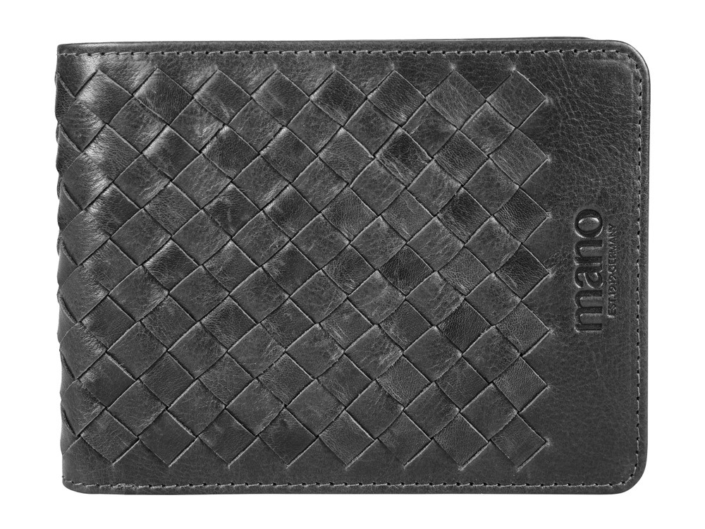 Бумажник Mano Don Luca, натуральная кожа в черном цвете, 12,5 х 9,7 см - фото 1 - id-p112103267