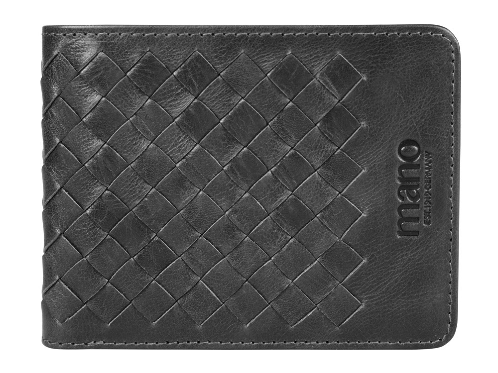 Бумажник Mano Don Luca, натуральная кожа в черном цвете, 11 х 8,5 см - фото 1 - id-p112103271