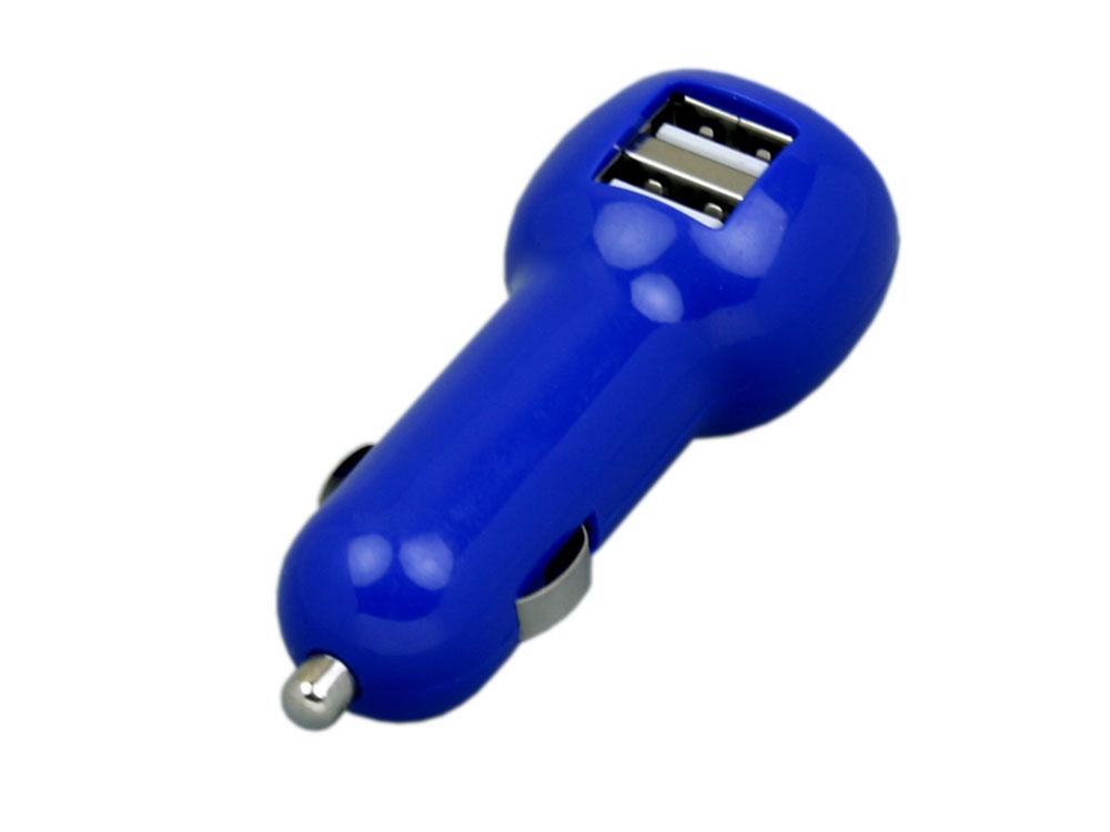 Автомобильная зарядка CC-01, 2 USB порта, синий цвет. - фото 1 - id-p112103542
