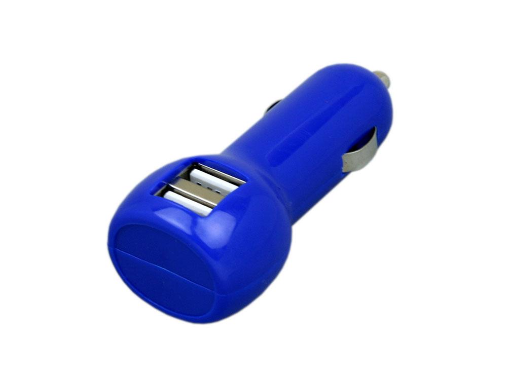 Автомобильная зарядка CC-01, 2 USB порта, синий цвет. - фото 2 - id-p112103542