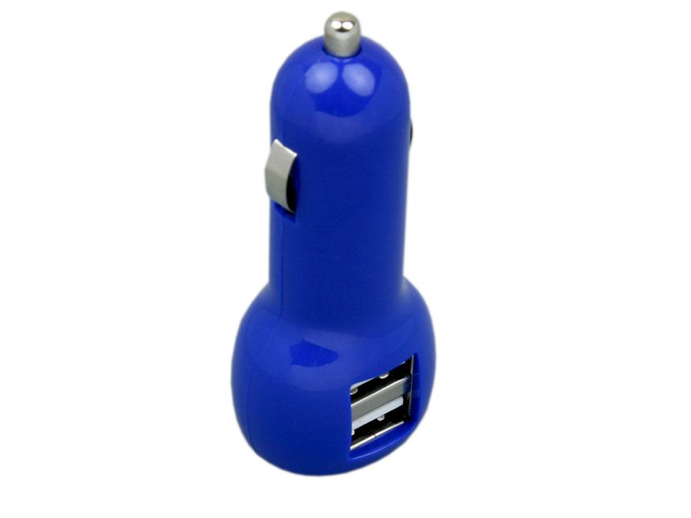 Автомобильная зарядка CC-01, 2 USB порта, синий цвет. - фото 3 - id-p112103542