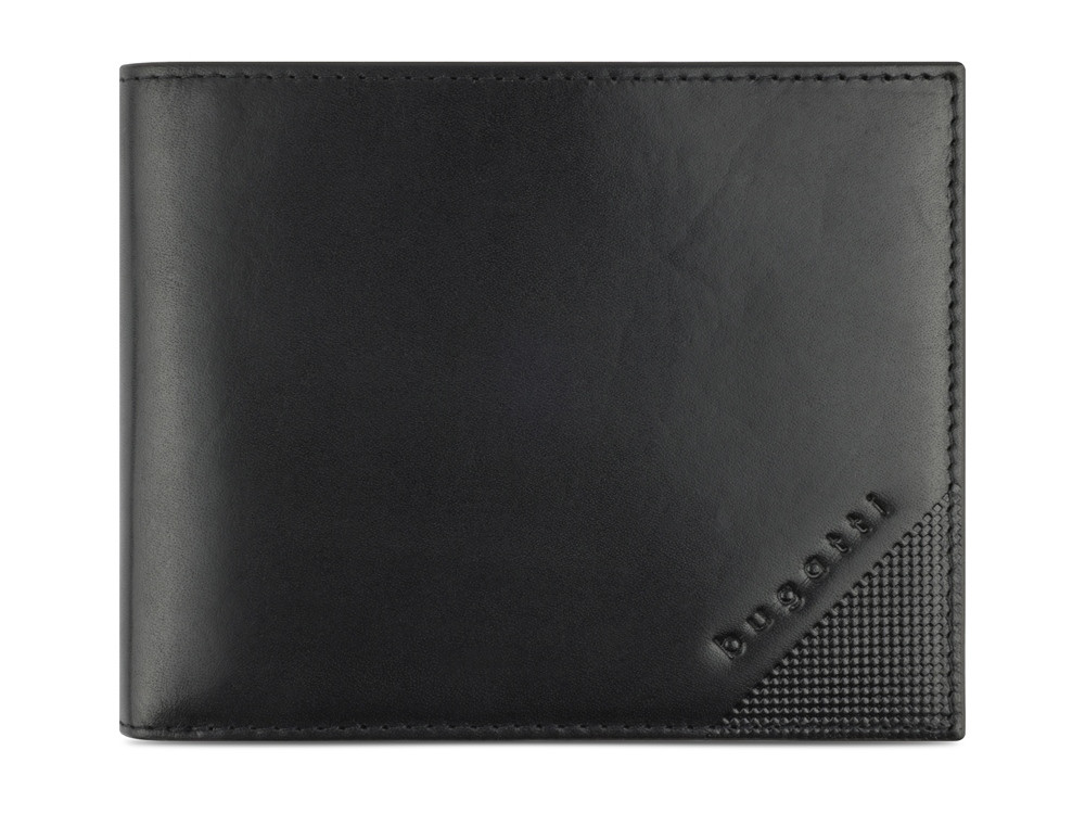 Портмоне BUGATTI Nobile, с защитой данных RFID, чёрное, воловья кожа/полиэстер, 12х2х9,5 см - фото 2 - id-p112104696
