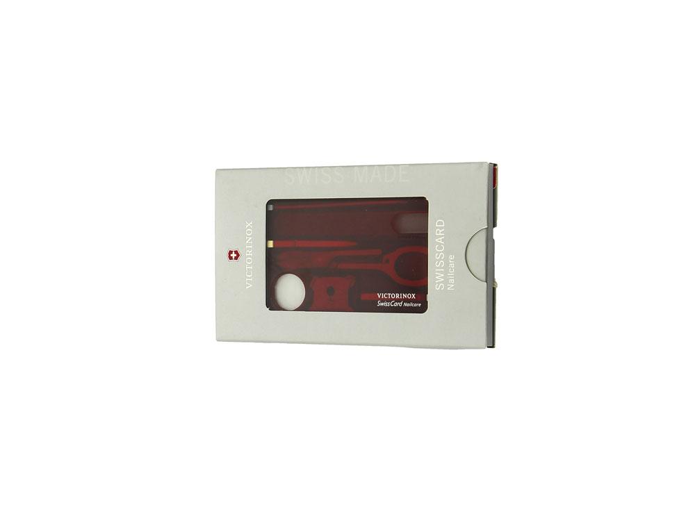 Швейцарская карточка VICTORINOX SwissCard Nailcare, 13 функций, полупрозрачная красная - фото 3 - id-p112103604