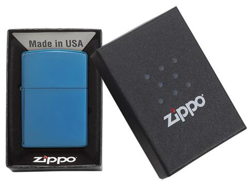 Зажигалка ZIPPO Classic с покрытием Sapphire , латунь/сталь, синяя, глянцевая, 38x13x57 мм - фото 4 - id-p112104739