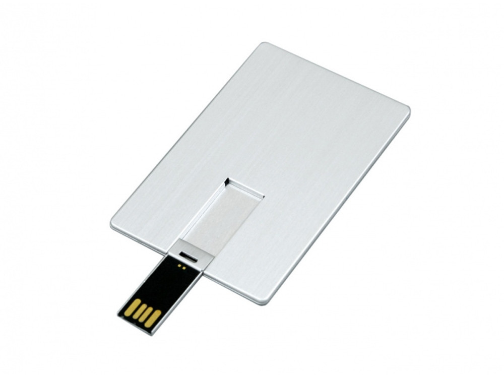 USB-флешка на 8 Гб в виде металлической карты, с раскладным чипом, серебро - фото 2 - id-p112102334