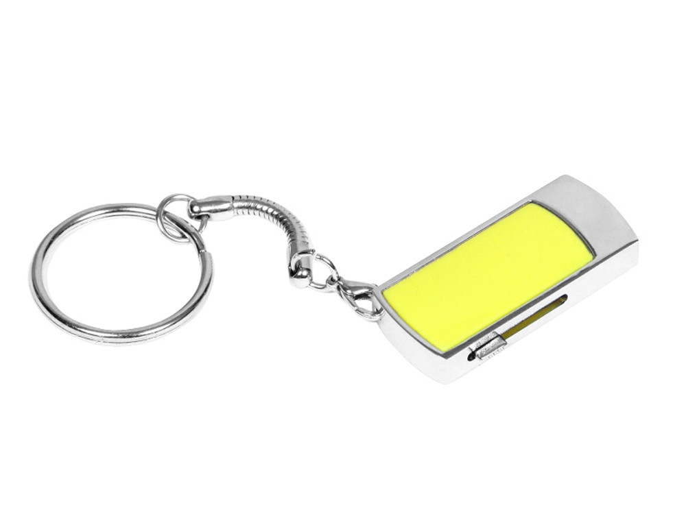Флешка прямоугольной формы, выдвижной механизм с мини чипом, 16 Гб, желтый/серебристый - фото 1 - id-p112101084