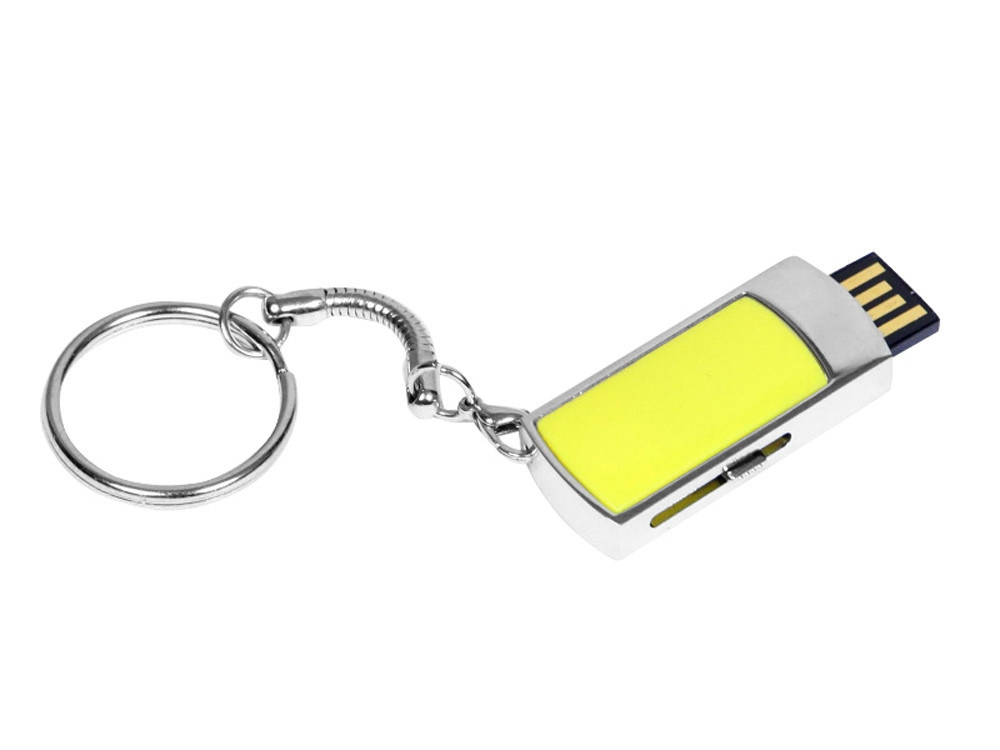 Флешка прямоугольной формы, выдвижной механизм с мини чипом, 16 Гб, желтый/серебристый - фото 2 - id-p112101084