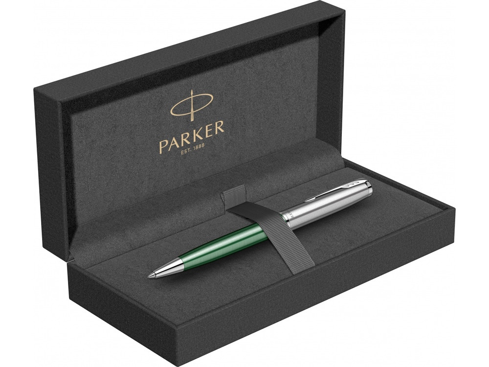 Шариковая ручка Parker Sonnet Essentials Green SB Steel CT, цвет чернил black, перо: M, в подарочной упаковке. - фото 5 - id-p112104335