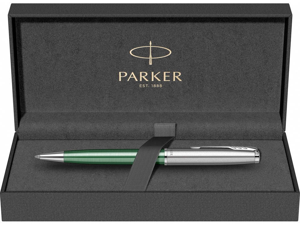 Шариковая ручка Parker Sonnet Essentials Green SB Steel CT, цвет чернил black, перо: M, в подарочной упаковке. - фото 6 - id-p112104335
