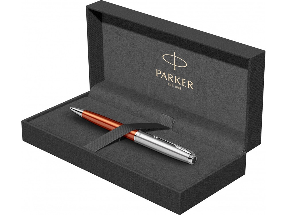 Шариковая ручка Parker Sonnet Essentials Orange SB Steel CT, цвет чернил black, перо: M, в подарочной - фото 5 - id-p112104336