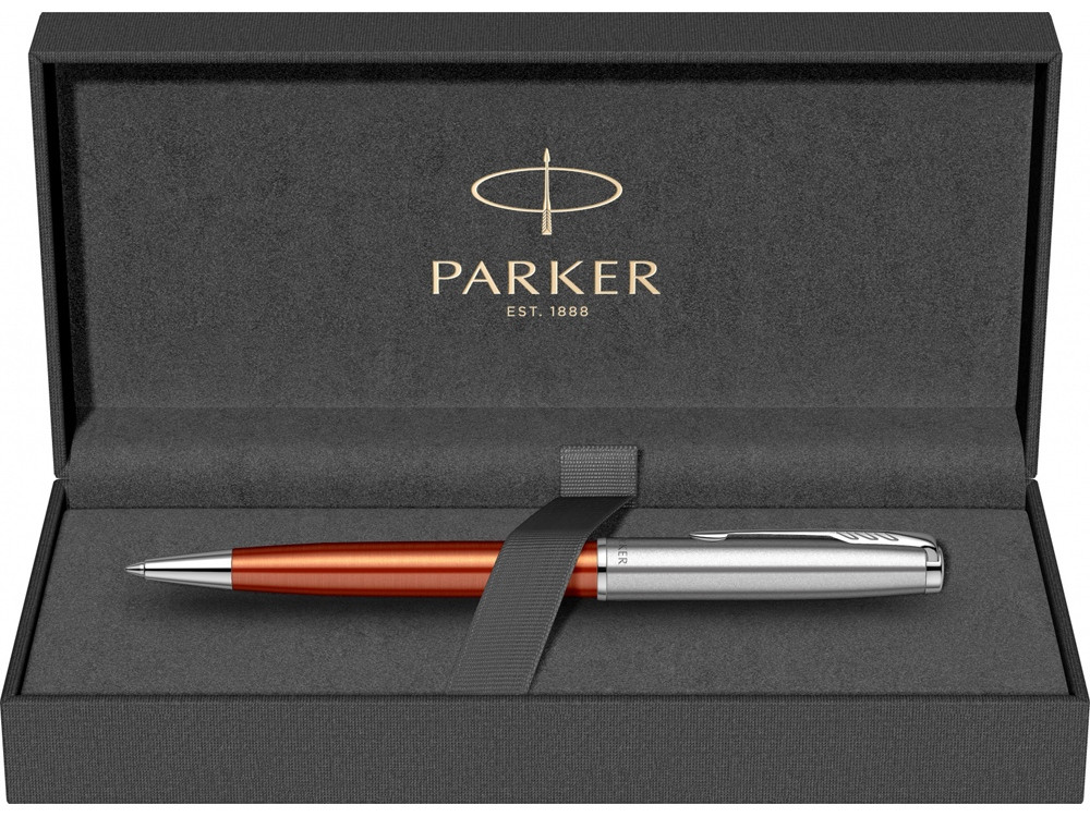 Шариковая ручка Parker Sonnet Essentials Orange SB Steel CT, цвет чернил black, перо: M, в подарочной - фото 7 - id-p112104336
