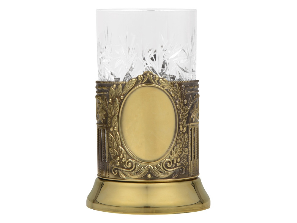 Подстаканник с хрустальным стаканом Базовый-Л, золотистый/прозрачный - фото 3 - id-p112101320