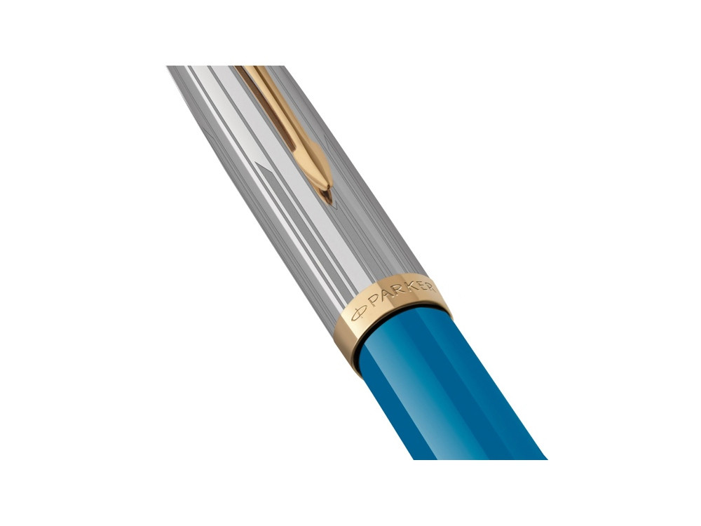 Перьевая ручка Parker 51 Premium Turquoise GT перо; M/F, чернила: Black,Blue, в подарочной упаковке. - фото 5 - id-p112104347