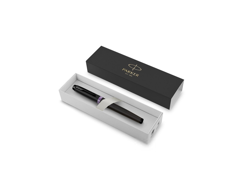 Ручка-роллер Parker IM Vibrant Rings Flame Amethyst Purple, стержень:Fblk, в подарочной упаковке. - фото 5 - id-p112104359