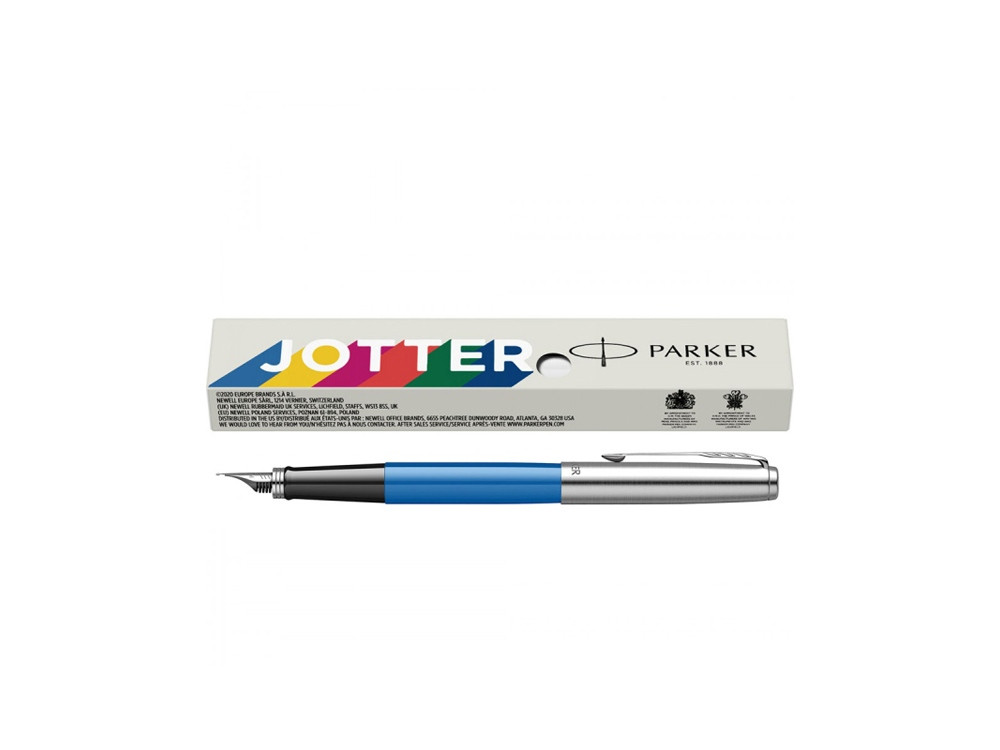 Ручка перьевая Parker Jotter Originals Blue Chrom CT, перо: F, цвет чернил: blue, в подарочной упаковке - фото 6 - id-p112104364