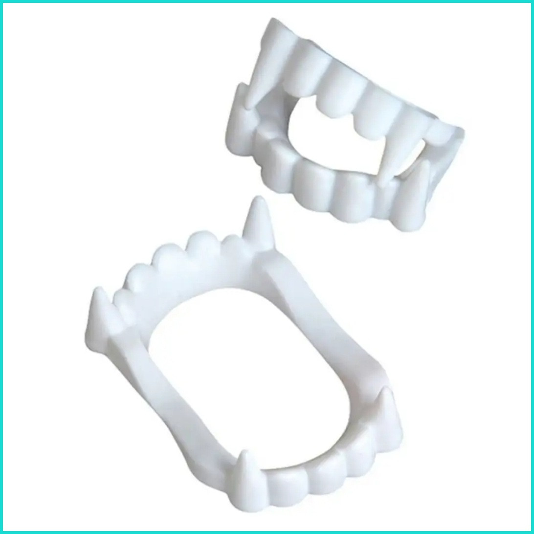 пластиковые вампирские зубы. карнавальные челюсть вампира. вставные клыки. карнавальные зубы. хэллоуин вампирские зубы.