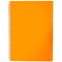 Тетрадь "Hatber", 80л, А4, клетка, пластиковая обложка, на гребне, серия "Diamond Neon - Оранжевая"