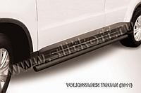 Защита порогов d57 труба черная Slitkoff для Volkswagen Tiguan (2011-2016)