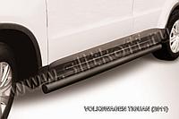 Защита порогов d76 труба черная Slitkoff для Volkswagen Tiguan (2011-2016)