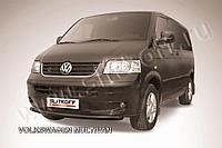 Защита переднего бампера d57 черная Slitkoff для Volkswagen Multivan (2003-2015)