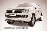 Защита переднего бампера d57 волна черная Slitkoff для Volkswagen Amarok (2010-2015)