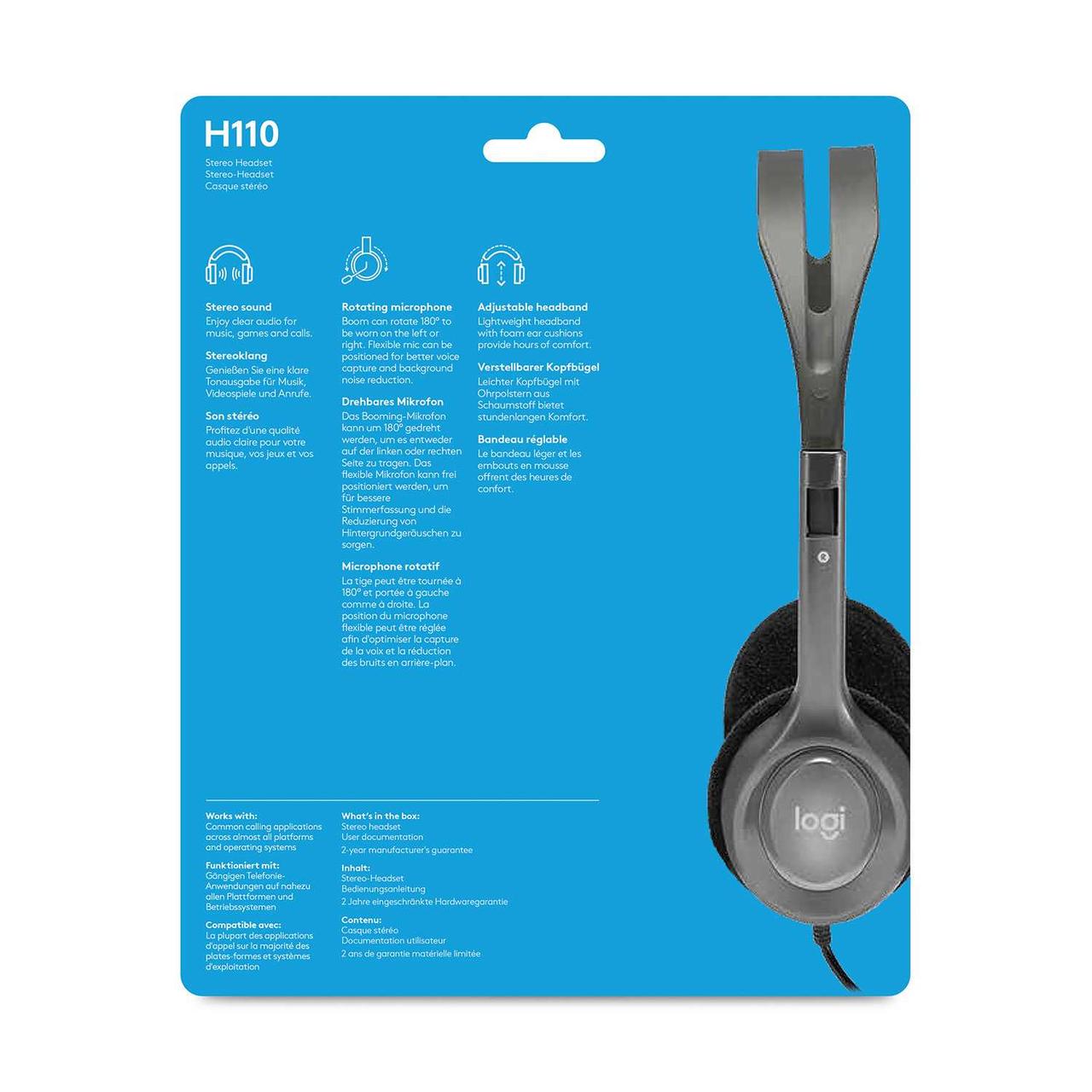 Гарнитура Logitech H110 (2 x 3.5мм, кабель 1.8м) (M/N: A-00021) - фото 8 - id-p112108705