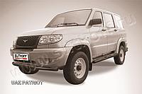 Защита переднего бампера d57+d57 двойная черная Slitkoff для Uaz Patriot (2005-2014)