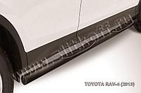 Защита порогов d76 с проступями черная Slitkoff для Toyota Rav-4 (2013-2015)
