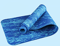 Коврик Гимнастический ТРЕ Yoga Mat камуфляжный 183х61х6мм Синий