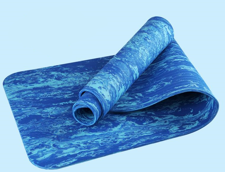 Коврик Гимнастический ТРЕ Yoga Mat камуфляжный 183х61х6мм Синий, фото 1