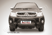 Кенгурятник d76 низкий черный Slitkoff для Slitkoff для Toyota Hilux (2005-2010)