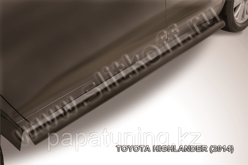 Защита порогов d76 труба черная Slitkoff для Toyota Highlander (2014-2017) - фото 1 - id-p112090184