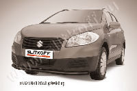 Защита переднего бампера d57 черная Slitkoff для Suzuki SX-4 (2013-2016)