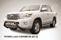 Кенгурятник d76 низкий широкий с перемычкой черный Slitkoff для Slitkoff для Toyota Land Cruiser 200