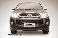 Защита переднего бампера d57 радиусная черная Slitkoff для Toyota Hilux (2005-2010)