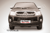 Защита переднего бампера d76 радиусная черная Slitkoff для Toyota Hilux (2005-2010)