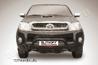 Кенгурятник d57 низкий широкий мини черный Slitkoff для Slitkoff для Toyota Hilux (2005-2010)