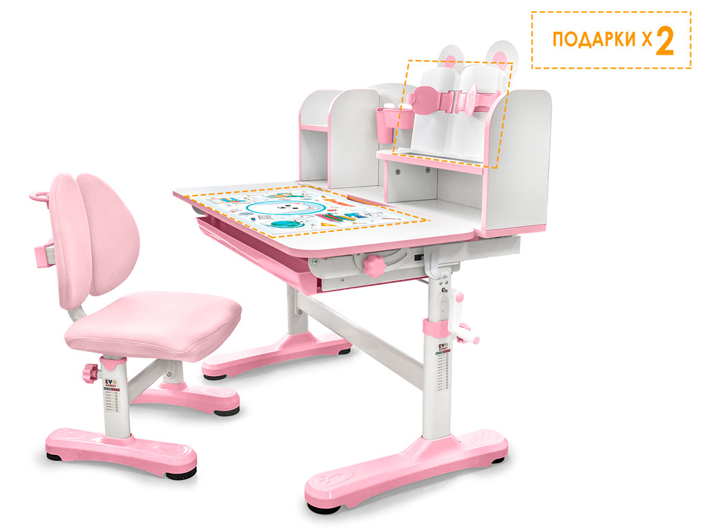Mealux EVO Комплект мебели (столик + стульчик) Mealux EVO Panda XL pink (арт. BD-29 PN) - фото 1 - id-p112139108