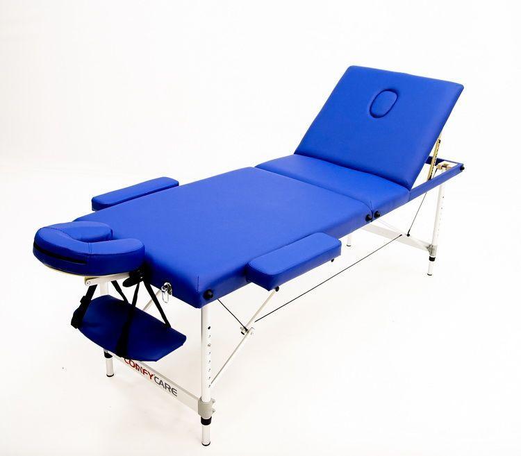 Массажный стол MET Comfort A3 алюминий, 3-х секционный, синий (арт.18464)