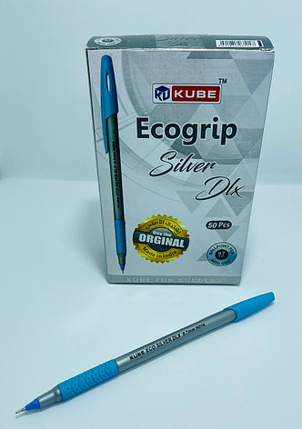 Ручка шариковая KUBE ECOGRIP SILVER DLX синяя 0.7мм, фото 2