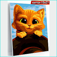 Картина по номерам "Котенок со шляпой" (15х21)