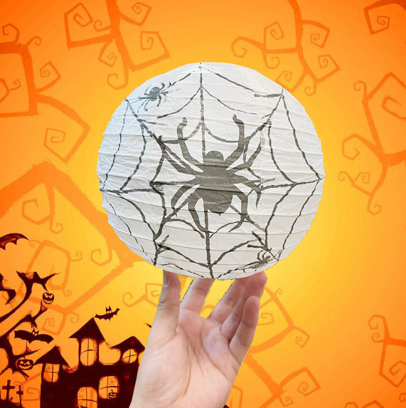 Бумажный подвесной фонарь на Хэллоуин с пауками складной 21 см - фото 2 - id-p112146622